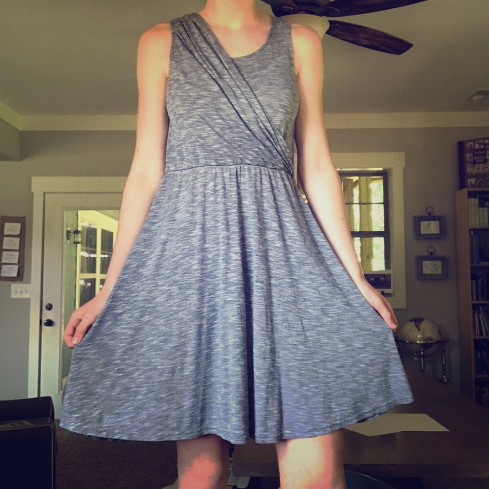 Light Grey wrap dress.